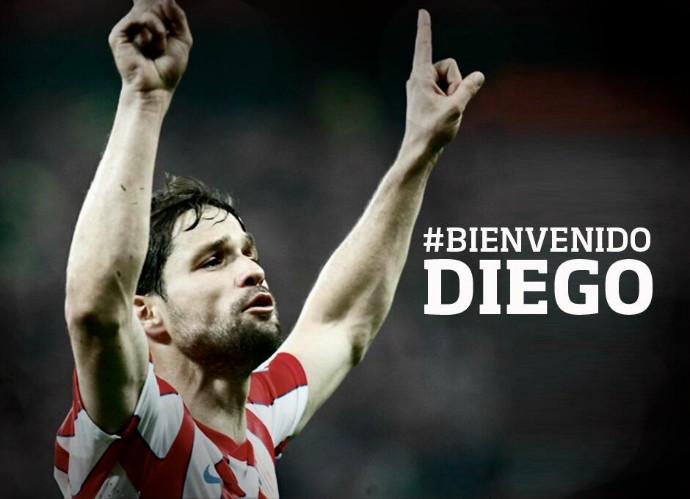 Montagem Diego site do Atlético de Madrid (Foto: Reprodução / Site Oficial)