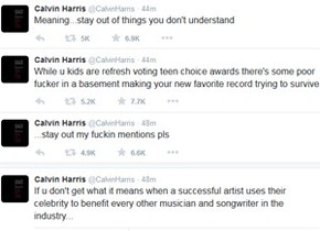 Calvin Harris critica Zayn Malik em série de tuítes nesta segunda-feira (Foto: Reprodução / Twitter)