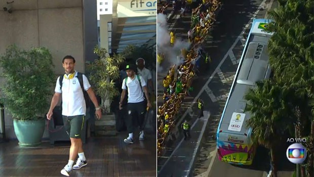 AO VIVO: seleção deixa hotel e já está a caminho da Arena Corinthians, em SP (AO VIVO: seleção deixa hotel e já está a caminho da Arena Corinthians (reprodução/tv globo))