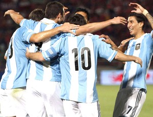 Comemoração da Argentina contra o Chile (Foto: Agência Reuters)