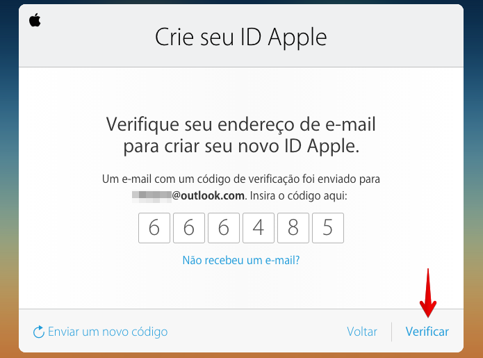 Digite o código enviado ao seu e-mail (Foto: Reprodução/Helito Bijora) 