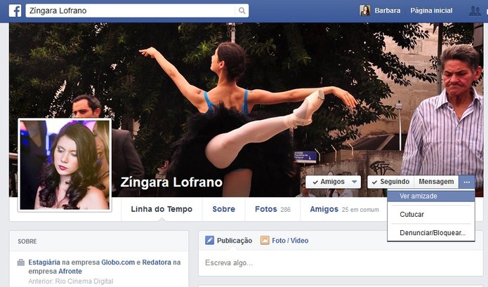 Acesse o perfil do seu amigo e clique em "ver amizade" para visualizar a página especial no Facebook (Foto: Reprodução/Barbara Mannara) Acesse o perfil do seu amigo e clique em "ver amizade" para visualizar a página especial no Facebook (Foto: Reprodução/Barbara Mannara)