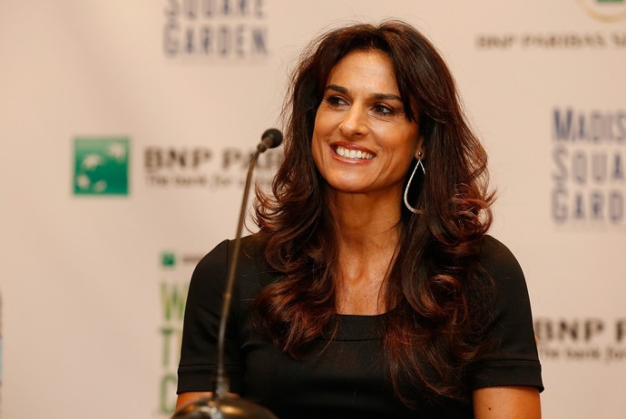 tenis Gabriela Sabatini x monica seles jogo exibição nova york (Foto: Getty Images) tenis Gabriela Sabatini x monica seles jogo exibição nova york (Foto: Getty Images)