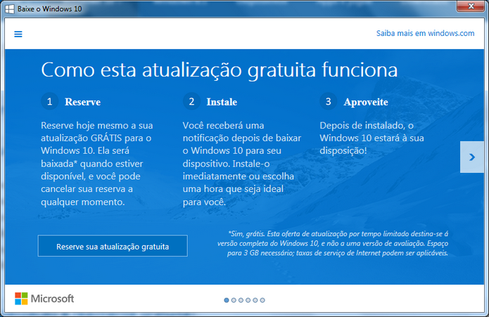 Atualização do Windows 10 é gratuita por um ano (Foto: Reprodução/Raquel Freire)