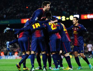 Jogadores Barcelona gol (Foto: Reuters)