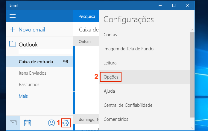 Acessando as opções do programa Email (Foto: Reprodução/Edivaldo Brito)
