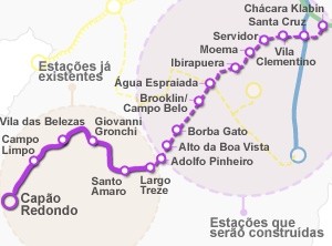 Linha Lilás (mapa correto) (Foto: Arte/G1)