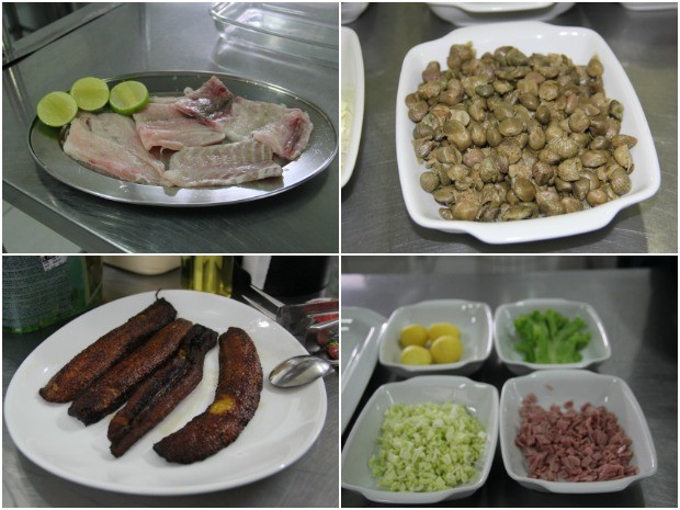 Filé de tambaqui, alcaparras, banana pacovã frita, batatas bolinhas, alface, presunto e repolho são alguns dos ingredientes (Foto: Suelen Gonçalves/ G1 AM) Filé de tambaqui, alcaparras, banana pacovã frita, batatas bolinhas, alface, presunto e repolho são alguns dos ingredientes (Foto: Suelen Gonçalves/ G1 AM)