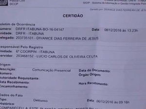 Boletim de ocorrência de idosa que teve aposentadoria furtada na Bahia (Foto: Reprodução/TV Bahia)
