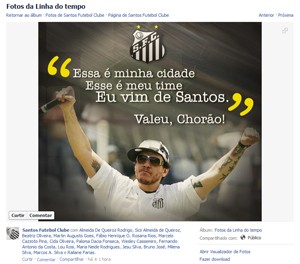 O Santos FC prestou várias homenagens a Chorão na página oficial do clube no Facebook (Foto: Reprodução)