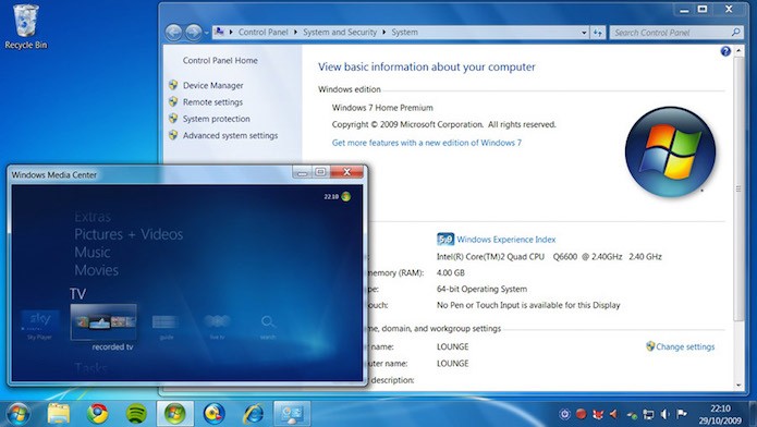 Windows7 Home Premium com Windows Media Center (Foto: Divulgação/Microsoft)