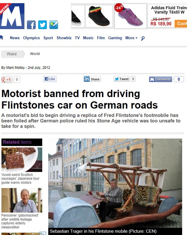 O alemão Sebastian Trager e seu Flintmobile (Foto: Reprodução)