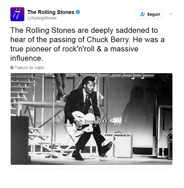 O grupo Rolling Stones lamenta a morte de Chuck Berry (Foto: Reprodução/Instagram)
