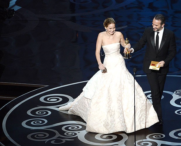 Jennifer Lawrence e Jean Dujardin (Foto: Getty Images) Jennifer Lawrence e Jean Dujardin (Foto: Getty Images)