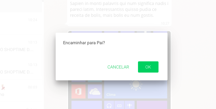 Confirmando encaminhamento da mensagem (Foto: Reprodução/Helito Bijora)