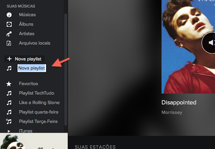 Dando um nome para a nova playlist do Spotify (Foto: Reprodução/Marvin Costa)