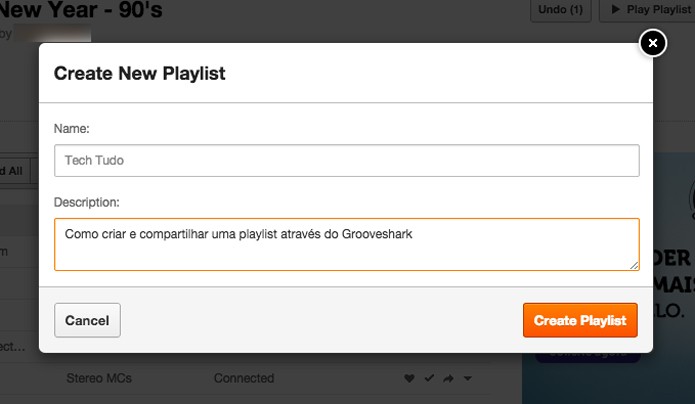 Definição de informações da playlist (Foto: Reprodução/André Sugai)