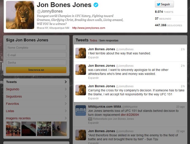 Jon jones Twitter UFC (Foto: Reprodução / Twitter)