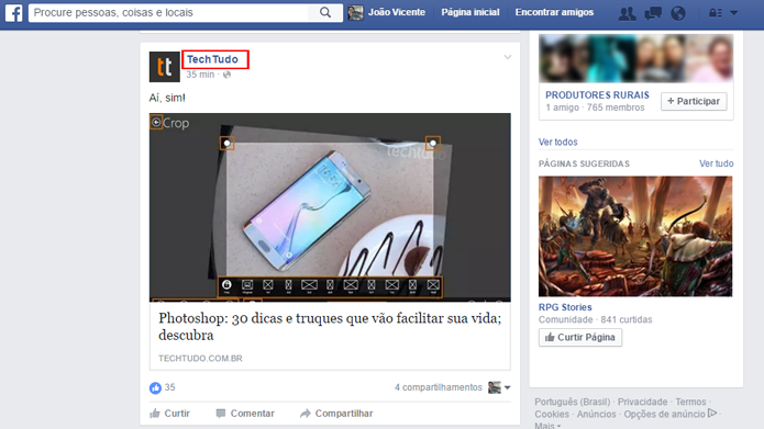 Usuários podem receber notificações de suas páginas favoritas (Foto: Reprodução/Facebook)