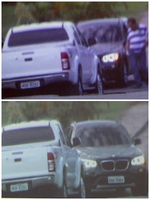 Imagens divulgadas pela polícia mostram encontro de suspeitos em carros de luxo (Foto: Jamile Alves/G1 AM)