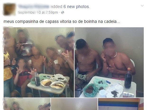 Nas fotos, jovens estariam consumindo drogas e bebidas dentro de unidade da Funase, na Zona da Mata Sul do estado (Foto: Reprodução/ Facebook)