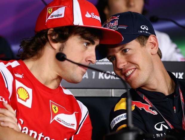 Alonso e Vettel em entrevista coletiva (Foto: Getty Images)