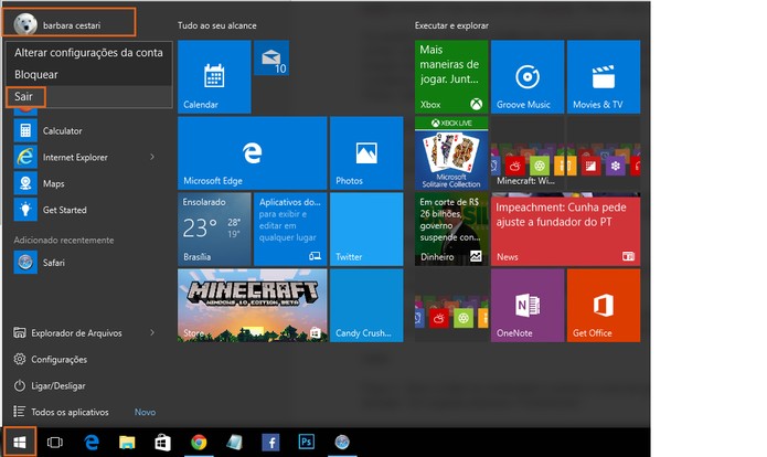 Saia da sua conta no Windows 10 ou reinicie o computador para aplicar as mudanças (Foto: Reprodução/Barbara Mannara)