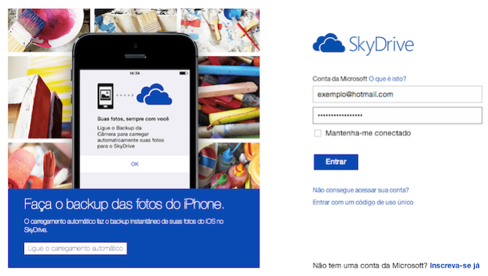 Logue em sua conta do SkyDrive (Foto: Reprodução/Helito Bijora) (Foto: Logue em sua conta do SkyDrive (Foto: Reprodução/Helito Bijora)) Logue em sua conta do SkyDrive (Foto: Reprodução/Helito Bijora) (Foto: Logue em sua conta do SkyDrive (Foto: Reprodução/Helito Bijora))