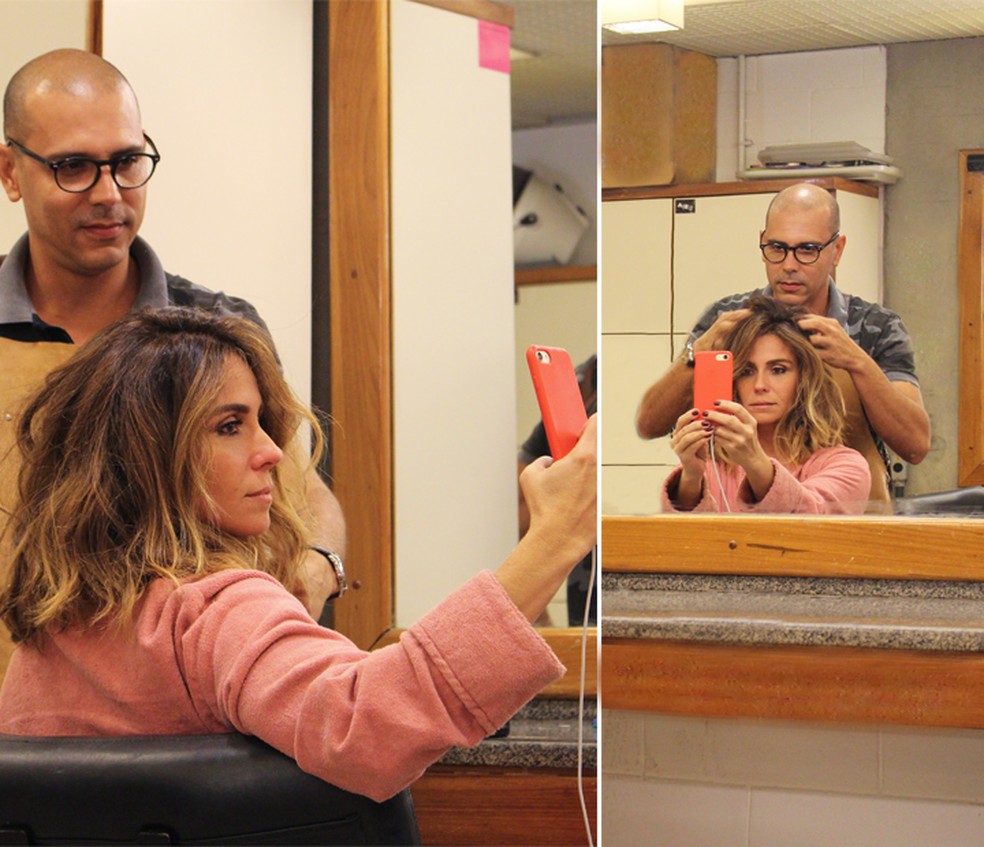 Claro que tem que ter aquele pausa para a selfie ? Gostou, Gio? (Foto: Hellen Couto/Gshow)