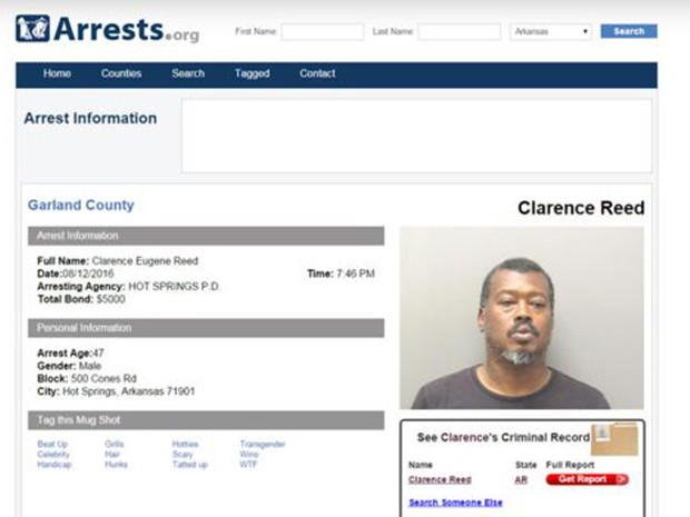 Creed admitiu chamar criança de idiota, mas disse que era &#39;brincadeira&#39;  (Foto: Garland County Sheriff&#39;s Office/BBC)