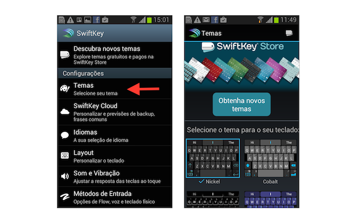 Ativando um novo padrão de cores ao teclado SwiftKey no Android (Foto: Reprodução/Marvin Costa)