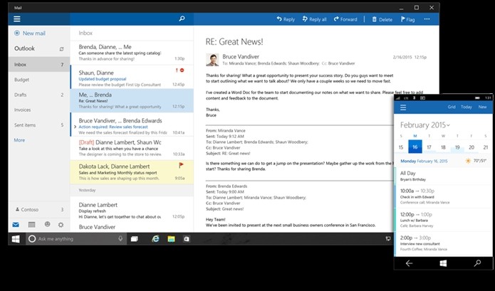 Outlook para Windows 10 (Foto: Divulgação)