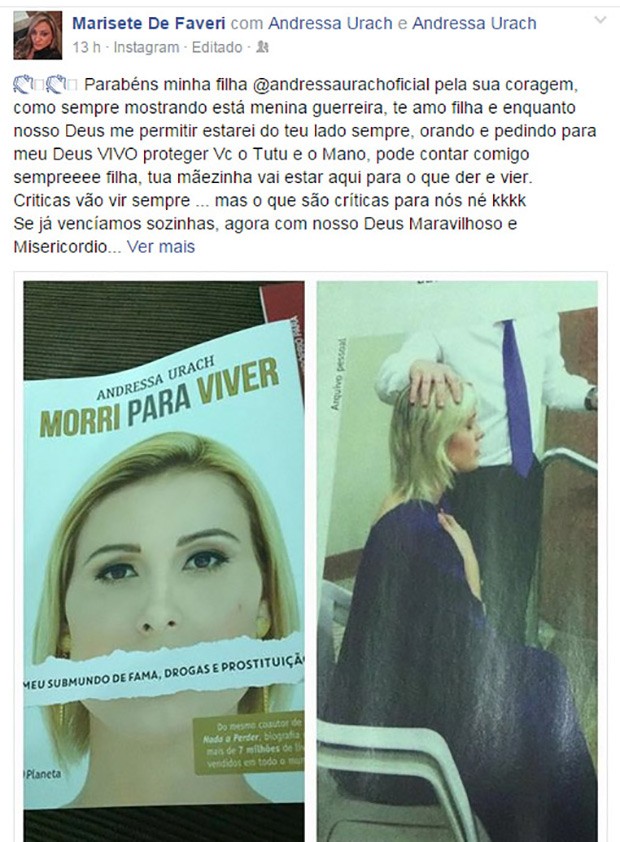 Marisete comenta o livro da filha (Foto: Reprodução/ Facebook)