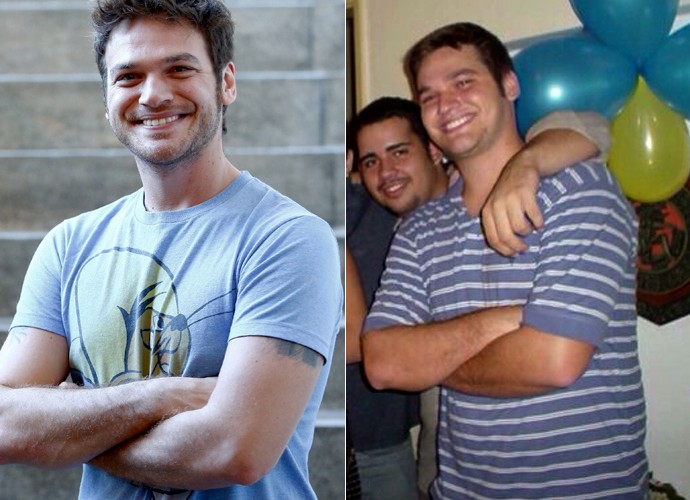 Antes e depois! Emilio Dantas abre o baú e mostra imagem do tempo em que pesava mais de 100kg (Foto: Raphael Dias/Gshow/Arquivo pessoal)