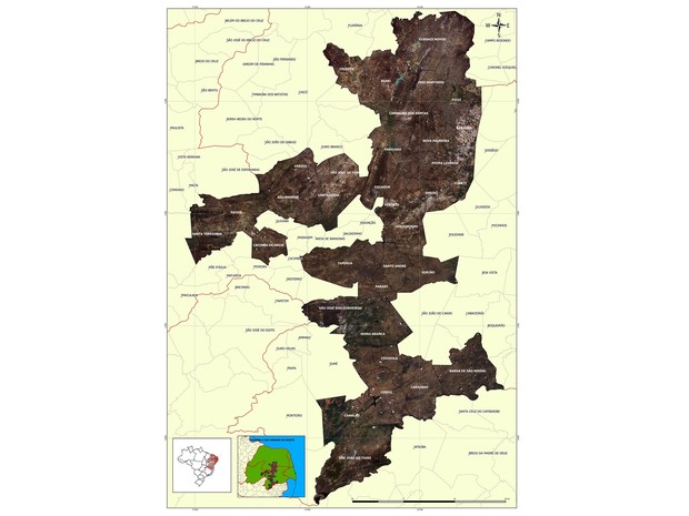 Núcleo de desestificação do Seridó é composto por municípios da Paraíba e Rio Grande do Norte (Foto: Reprodução/INSA)