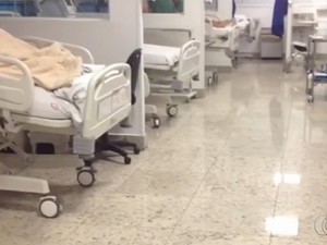 Sete pacientes estavam internados na UTI durante a reintegrassão de posse (Foto: Reprodução/TV Anhanguera)