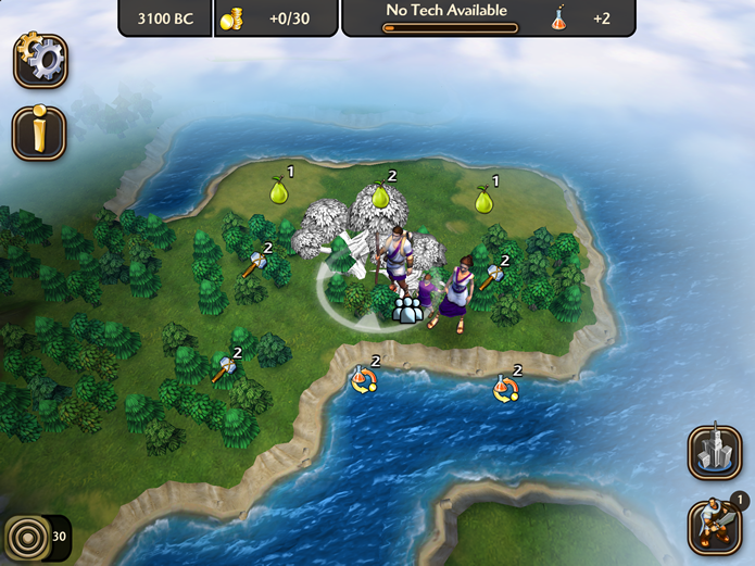 Apresentando os recursos de forma mais simples, Civilization Revolution 2 deixa que os colonos formem cidades em qualquer posição do cenário (Foto: Reprodução/Daniel Ribeiro)
