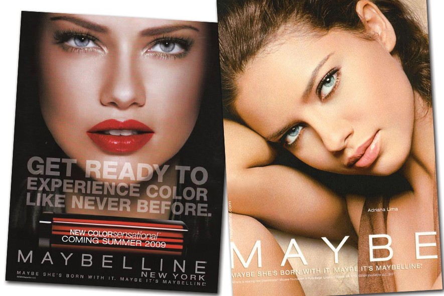 A beleza estonteante de Adriana lhe rendeu várias campanhas, como a da Maybelline, de quem foi porta-voz entre 2003 e 2009 (Foto: Reprodução)