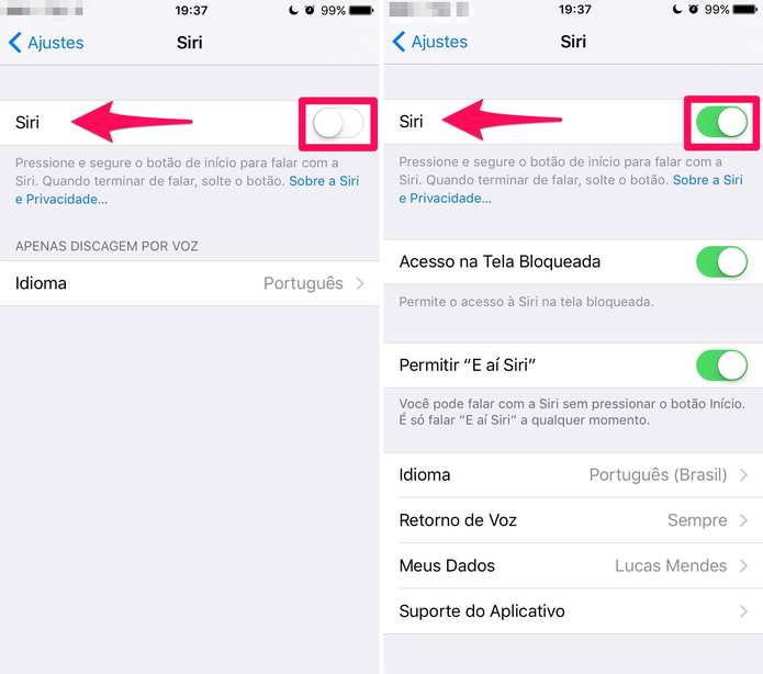 Ative ou desative a Siri do iPhone (Foto: Reprodução/Lucas Mendes)