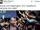 Hillary Clinton vence última prévia democrata, no Distrito de Columbia