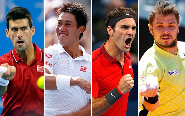 montagem Djokovic x Nishikori e Federer x Wawrinka  (Foto: Editoria de Arte)