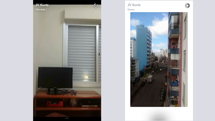 Histórias antigas (direita) possuem borda diferente para indicar snaps já feitos (Foto: Reprodução/Snapchat)