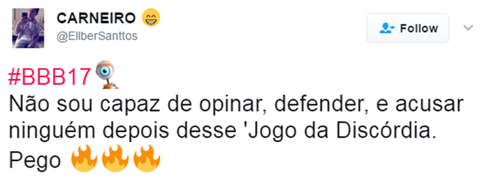 Tweet Jogo da Discórdia  (Foto: Reprodução da Internet)
