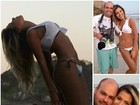 Ex-BBB Adriana posa de biquíni na praia