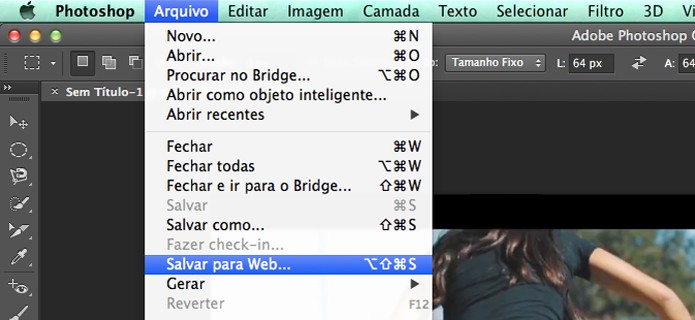 Caminho para Salvar para Web (Foto: Reprodução/André Sugai ) Caminho para Salvar para Web (Foto: Reprodução/André Sugai )