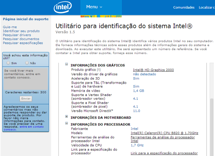 Informações sobre a placa gráfica e processador (Foto: Reprodução/Helito Bijora)