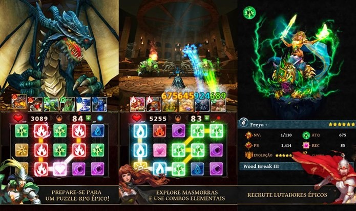 Dungeon Gems é um divertido jogo que mistura RPG e Puzzle (Foto: Divulgação)