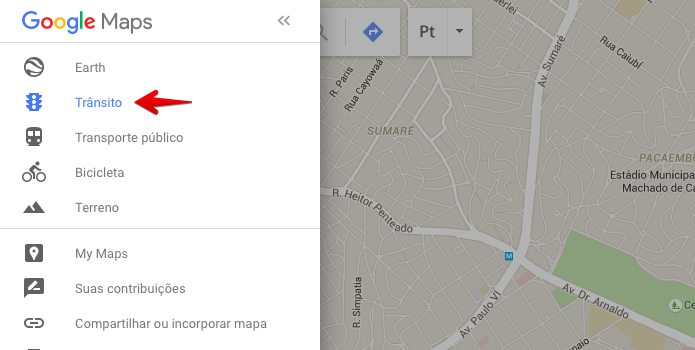 Ativando a exibição de trânsito nos mapas (Foto: Reprodução/Helito Bijora)