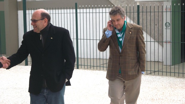 Paulo Nobre, presidente do Palmeiras e José Carlos Brunoro, diretor de futebol  (Foto: Maria Clara)