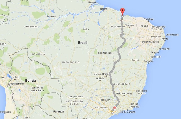 Trajeto, Ana Paula Rodrigues, handebol, Brasil (Foto: Reprodução/Google Maps)